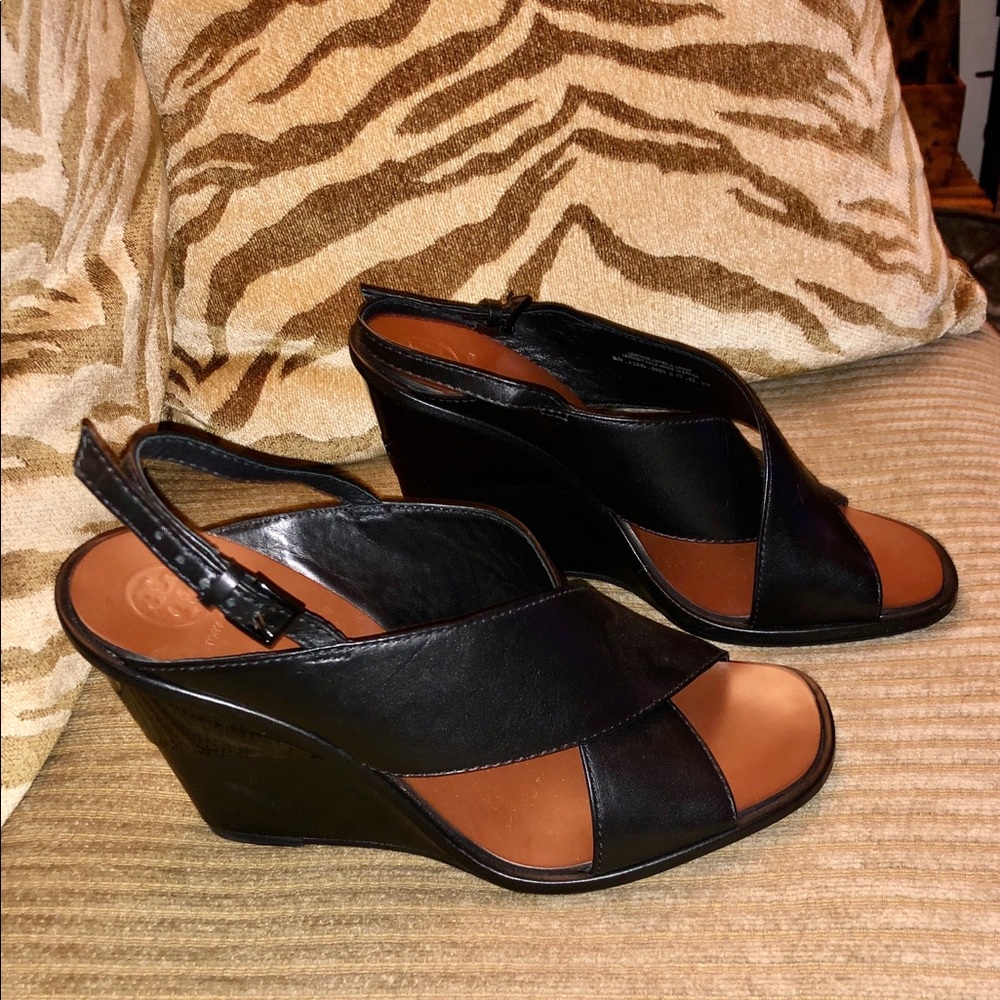 Tory Burch leather wedges